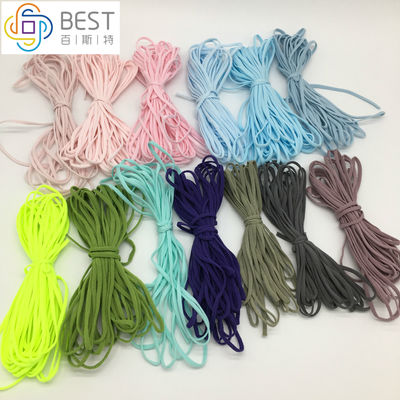 Mặt nạ dùng một lần 3ply Chất liệu vòng tai đàn hồi Dây đàn hồi tròn phẳng đầy màu sắc