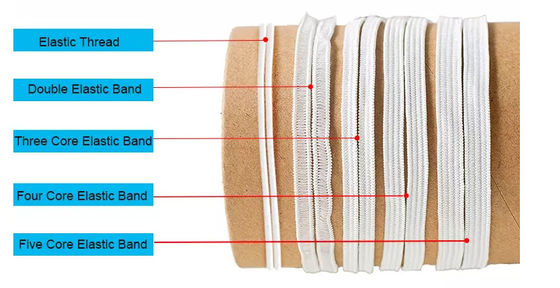 Dây thun dái tai 7mm Ruy băng Dây căng phẳng 5rib cho mặt nạ cốc